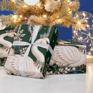 Luxus-Weihnachts-Schwan-Smaragd-Weihnachts-Verpack Geschenkpapier