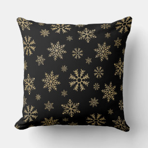 Luxus-Weihnachts-Wurfkissen – Schwarz, Weiß & Gold Kissen