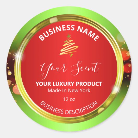 Luxus Weihnachtsbaum Green Red Product Labels Runder Aufkleber (Vorderseite)