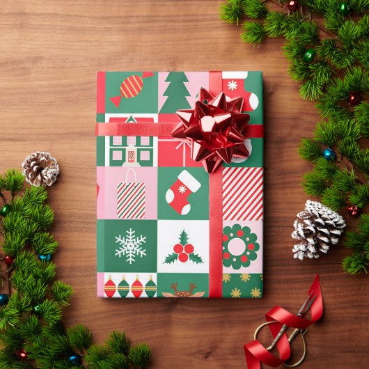 ✨ Luxus-Weihnachtscollage mit Bäumen Geschenken Geschenkpapier (Feiertagsgeschenk)