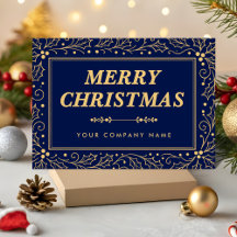 Luxus-Weihnachtskarte in Marineblau und Antikgold 