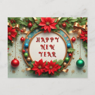 Luxus-Weihnachtskranz 🎄✨ Weihnachtsstern-Ornament Feiertagspostkarte