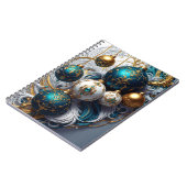 Luxus Weihnachtskugeln Blau Gold Ornament Notizblock (Linke Seite)