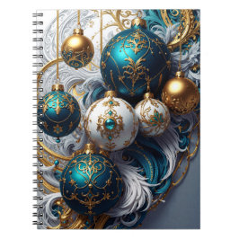 Luxus Weihnachtskugeln Blau Gold Ornament Notizblock