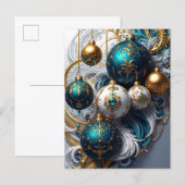 Luxus Weihnachtskugeln Blau Gold Ornament Standard Postkarte (Vorne/Hinten)