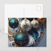Luxus Weihnachtskugeln Blau Gold Ornament Standard Postkarte (Vorne/Hinten)
