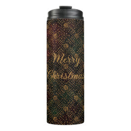 Luxus, Weihnachtsmuster, Gold Frohe Weihnachten  Thermosbecher