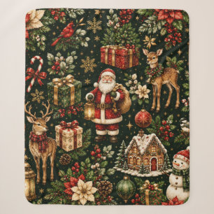 Luxus-Weihnachtsmuster im Vintage-Stil Sherpadecke