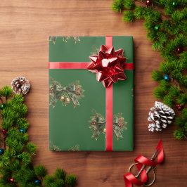 Luxus-Weihnachtspapier in Grün und Gold Geschenkpapier