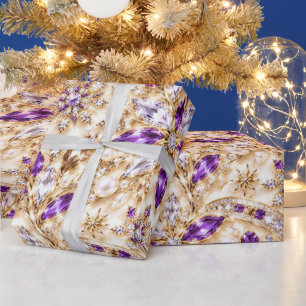 Luxus-Weihnachtspapier mit Pflaumenmotiv Geschenkpapier
