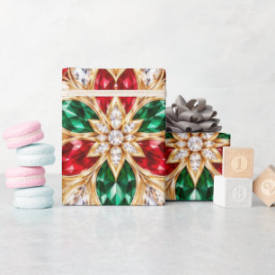 Luxus-Weihnachtspapier mit Rubin und Smaragd Geschenkpapier