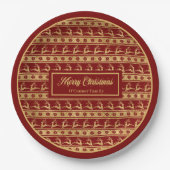 Luxus-Weihnachtsplatten Benutzerdefiniert Rot Gold Pappteller (Vorderseite)