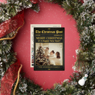 Luxus-Weihnachtszeitungs-Karte, Weihnachts-Gold Folieneinladung