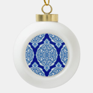 Luxus weiß-blau, türkisches Ornament. Keramik Kugel-Ornament