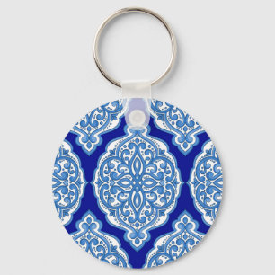 Luxus weiß-blau, türkisches Ornament. Schlüsselanhänger