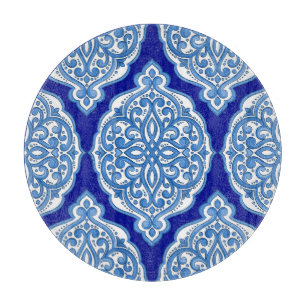 Luxus weiß-blau, türkisches Ornament. Schneidebrett