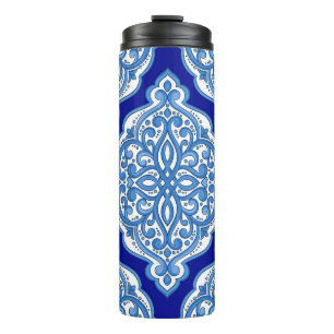 Luxus weiß-blau, türkisches Ornament. Thermosbecher
