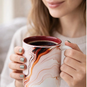Luxus-Weiß-&Gold-&Schwarz-Marmor-Kaffeetasse Zweifarbige Tasse