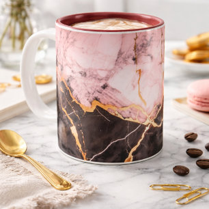 Luxus-Weiß & Gold & Schwarz Marmor-Kaffeetasse  Zweifarbige Tasse
