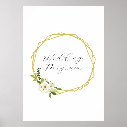 Luxus Weiße Rose Blumenrahmen Poster (Vorne)