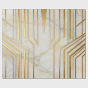 Luxus Weißer Marmor Gold Geometrisches Muster Geschenkpapier