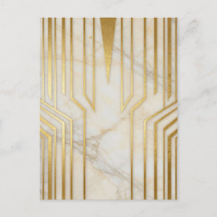 Luxus Weißer Marmor Gold Geometrisches Muster Postkarte