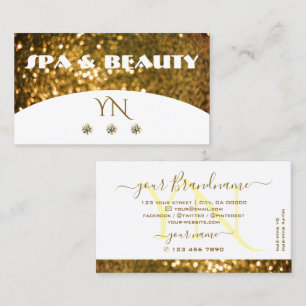 Luxus Weißgold Glanz Glitter Stylisches Monogramm Visitenkarte