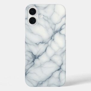 Luxus-Weißmarmor-Etui - Elegantes Blau und Grau iPhone 16 Plus Hülle