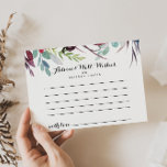 Luxus Whimsical Boho Floral Wedding Advice Card Postkarte<br><div class="desc">Diese luxuriöse whimsical boho Blumenratte ist perfekt für eine rustikale Hochzeit. Das Design zeichnet sich durch eine vielfarbige Rose und Blume aus Pinien mit grünem Blattwerk aus und inspiriere die natürliche Schönheit. Diese Karten sind ideal für Hochzeiten, Brautparty, Babydusche, Graduiertenfest u.v.m. Personalisieren Sie die Karten mit den Namen der Braut...</div>