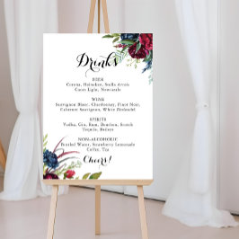 Luxus Whimsical Boho Floral Wedding Drinks Menü Poster