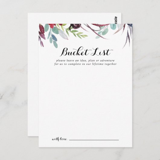 Luxus Whimsical Boho Wedding Bucket List Cards Postkarte (Vorne/Hinten)