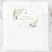 Luxus White Blume Gold Christening Rechteckiger Aufkleber (Tasche)