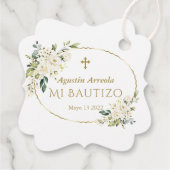 Luxus White Blume Gold Mi Bautizo Geschenkanhänger (Rückseite)