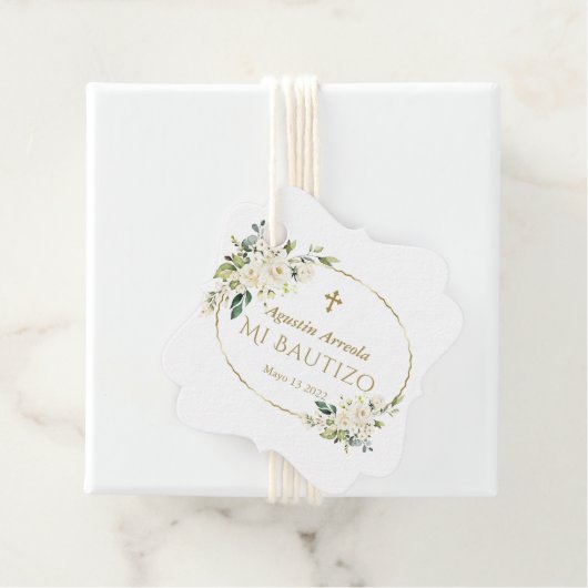 Luxus White Blume Gold Mi Bautizo Geschenkanhänger (Beispiel)