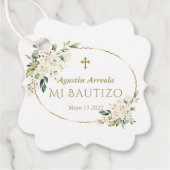 Luxus White Blume Gold Mi Bautizo Geschenkanhänger (Vorderseite)