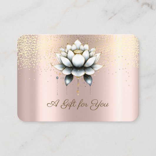 Luxus White Lotus, Confetti, Rose Gold Rabattkarte (Vorderseite)
