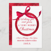 Luxus White Red Glitzer Bow Ornament Weihnachten (Vorne/Hinten)