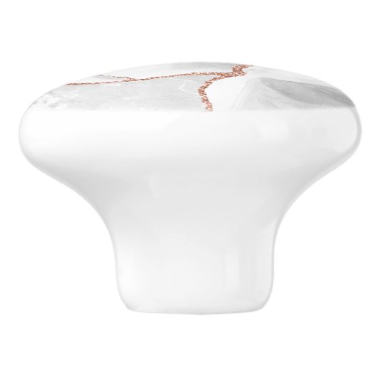 Luxus White Rose Gold Agate Geode Glitzer Keramikknauf (Seitenansicht)