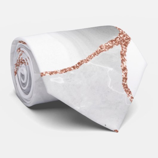 Luxus White Rose Gold Agate Geode Glitzer Krawatte (Gerollt)