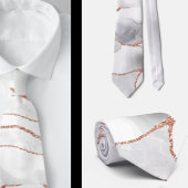 Luxus White Rose Gold Agate Geode Glitzer Krawatte