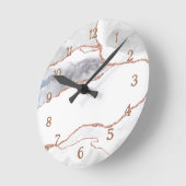 Luxus White Rose Gold Glitzer Agate Runde Wanduhr (Winkel)