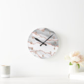 Luxus White Rose Gold Glitzer Agate Runde Wanduhr (Zuhause)