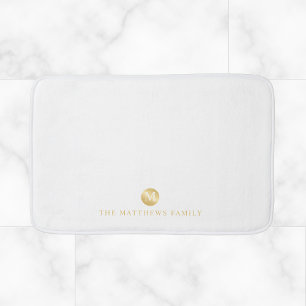 Luxus White und Gold Personalisiert Monogram Badematte