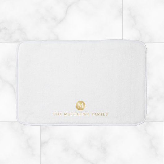 Luxus White und Gold Personalisiert Monogram Badematte