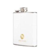 Luxus White und Gold Personalisiert Monogram Flachmann (Links)