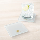 Luxus White und Gold Personalisiert Monogram Glasuntersetzer (Schrägansicht)