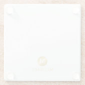 Luxus White und Gold Personalisiert Monogram Glasuntersetzer (Rückseite)