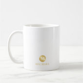 Luxus White und Gold Personalisiert Monogram Kaffeetasse (Links)