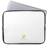 Luxus White und Gold Personalisiert Monogram Laptopschutzhülle (Vorderseite)