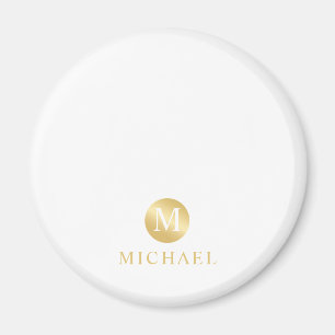 Luxus White und Gold Personalisiert Monogram Magnet